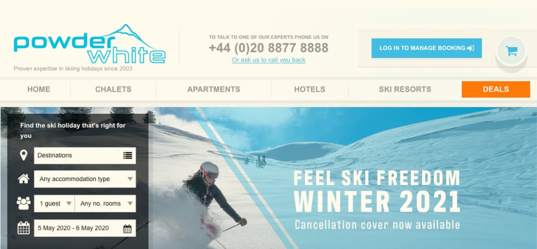 Powder White ecommerce website